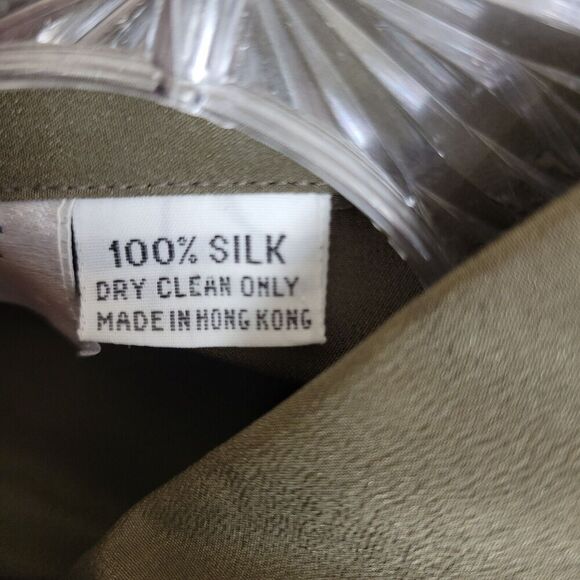 Vintage Nordstrom Dress Women's 16 Beige The Individualist Peasant Silk Belted - Picture 11 of 14